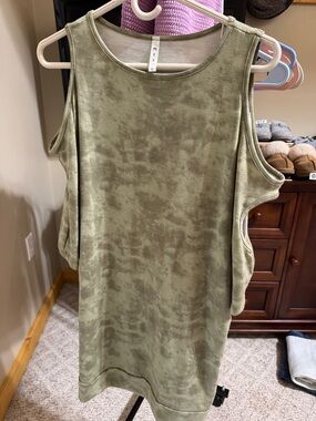 mts Olive Green Tie-Dye Cold-Shoulder Dress